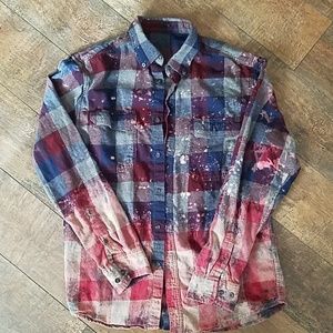 Boutique Bleached Flannel Button Down